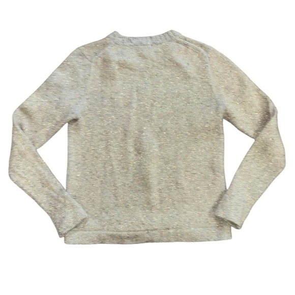 J. Crew Lamb Wool Gold Shimmer Gray Winter Sweater Women’s M Christmas Holiday - Picture 3 of 13